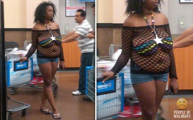 People of Walmart - woman in a see-through mesh outfit