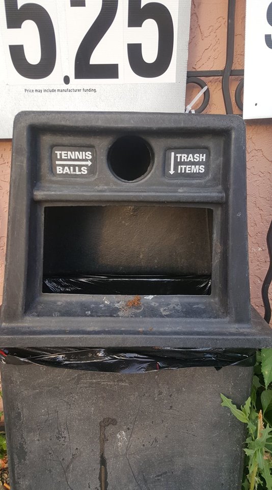 A trash can for Tennis balls found in downtown OKC, OK....