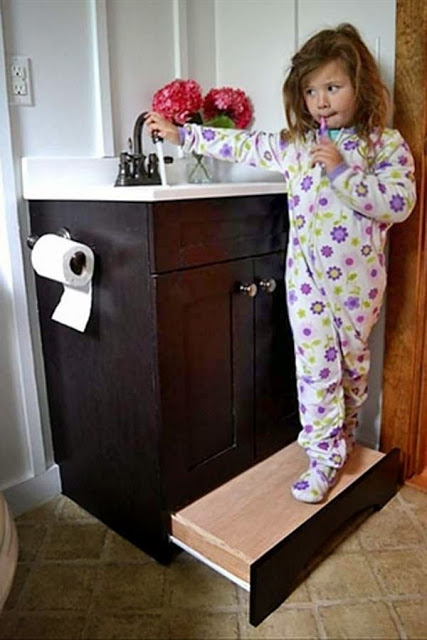 Use a slide-away step in your bathroom instead of a stepstool.