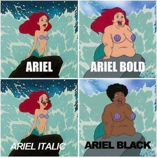 black little mermaid meme - Ariel Ariel Bold Ariel Italic Ariel Black