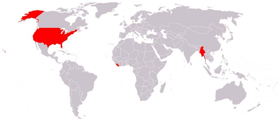world map usa highlighted