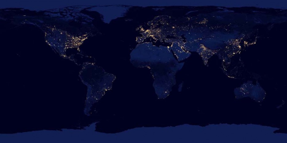world map night