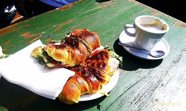 Portugal: Stuffed croissants and coffee.