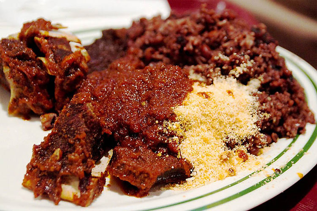 Ghana: This is waakye. It's essentially just rice cooked in beans. Looks pretty good though.