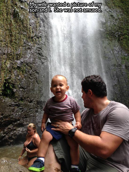 manoa falls - My wife wanted a picture of my son and l. She was not amused.