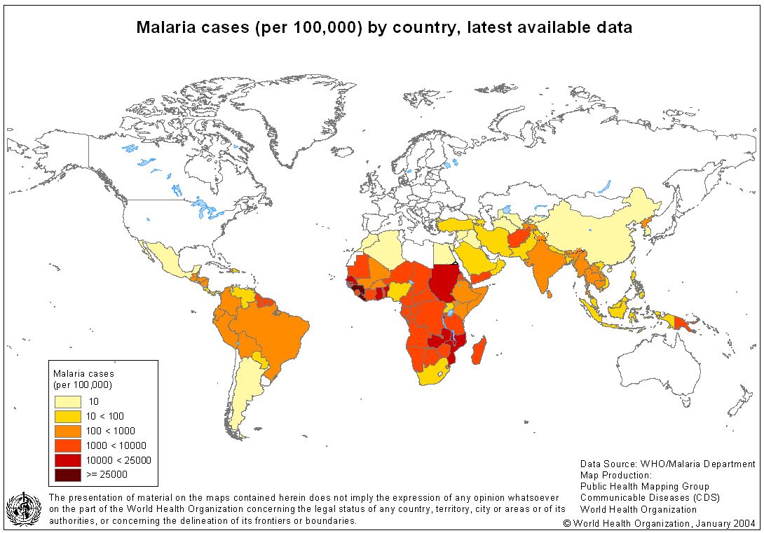 prevalence of malaria map - Malaria cases per 100,000 by country, latest available data I Malaria cases per 100,000 10 10