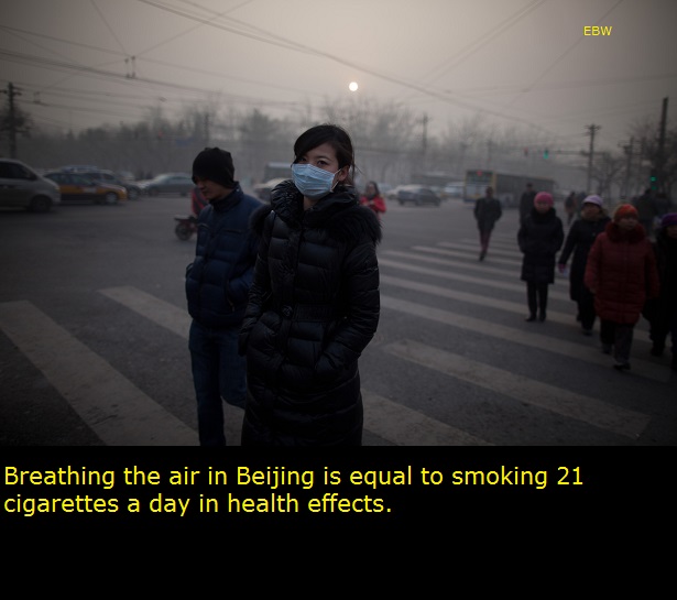 air pollution mask - Ebw Breathing the air in Beijing is equal to smoking 21 cigarettes a day in health effects.