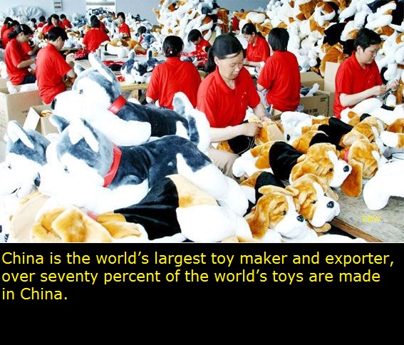 Ce China is the world's largest toy maker and exporter, over seventy percent of the world's toys are made, in China.