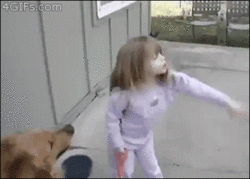gifs - dogs pulls a little girl