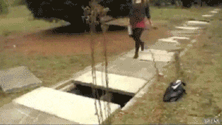gifs - girl trips on ground