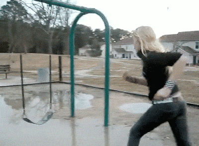 gifs - girl falls of a swing