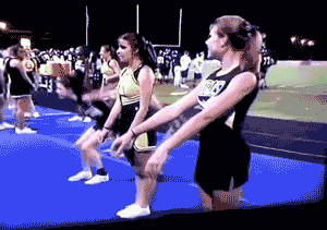 gifs - cheerleader tries to back flip and fails