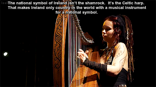 harp player gif - fee The national symbol of Ireland isn't the shamrock. It's the Celtic harp. That makes Ireland only country in the world with a musical instrument for a national symbol.