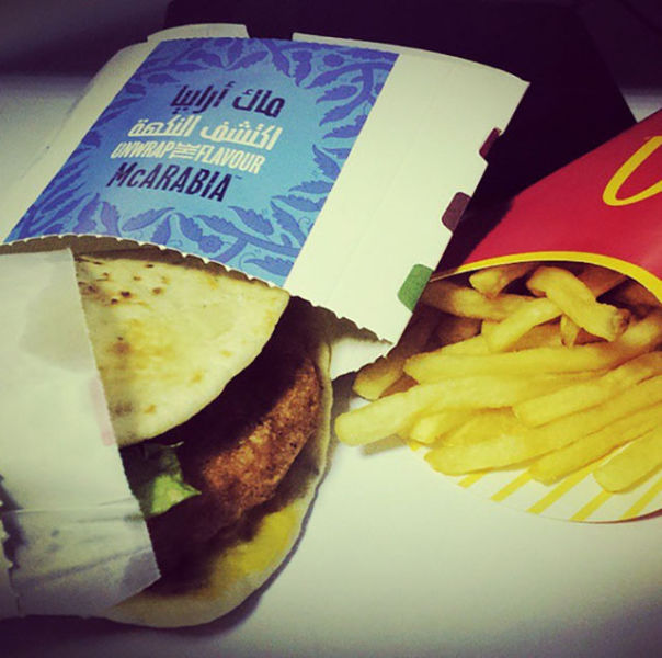 McArabia, Middle East - Chicken and flat-bread create a pita sandwich at McDonald's across the Middle East.