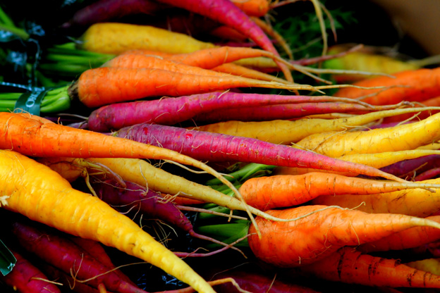 Different colored carrots: These carrots not only pack more color into salads, but also contain more calcium.