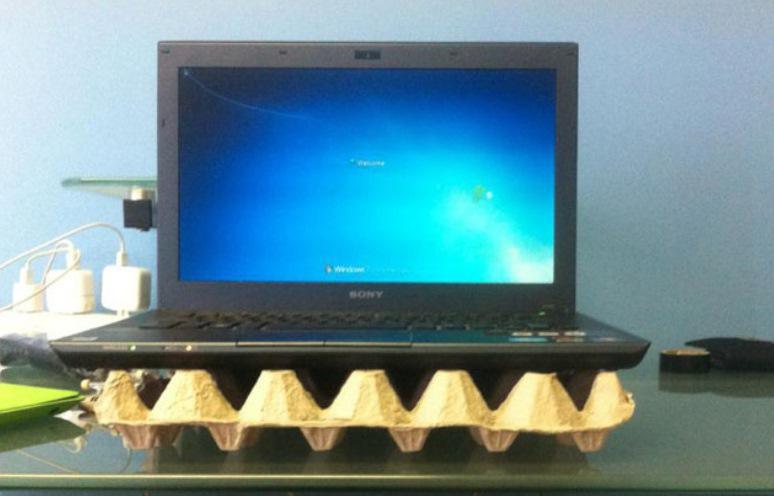 Old egg cartons can help cool that aging laptop you use only for Netflix.