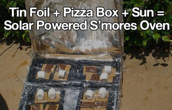 Life hack - Tin Foil Pizza Box Sun Solar Powered S'mores Oven