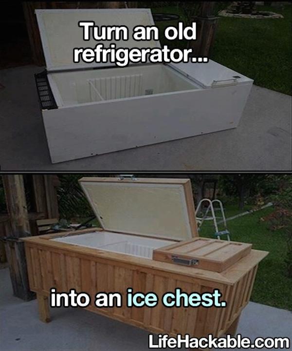 table - Turn an old refrigerator... into an ice chest. LifeHackable.com