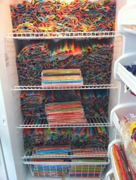 The person stocking up on the staple freezer item.