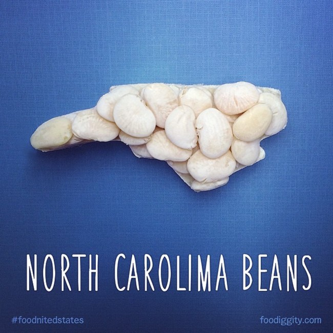 food map 50 states as food puns - North Carolima Beans foodiggity.com