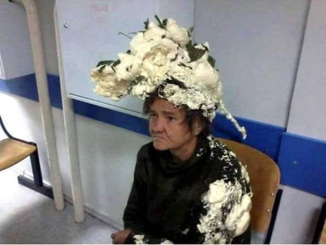 woman expanding foam