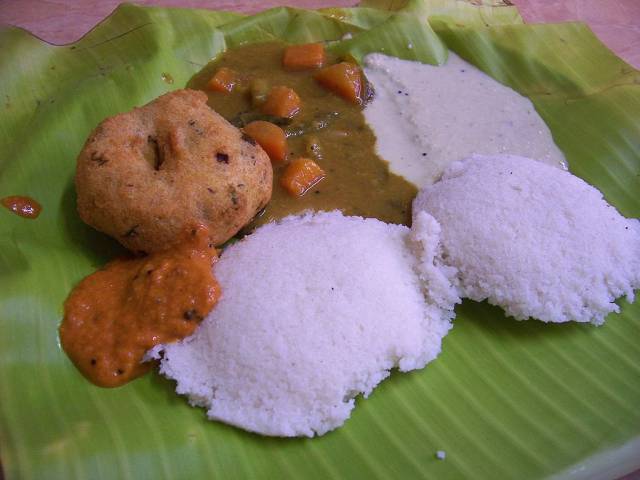 INDIA: Idli wada is a traditional breakfast in the southern part of the country. Idli is a cake made with fermented black lentils and rice, and served with chutney and sambar.