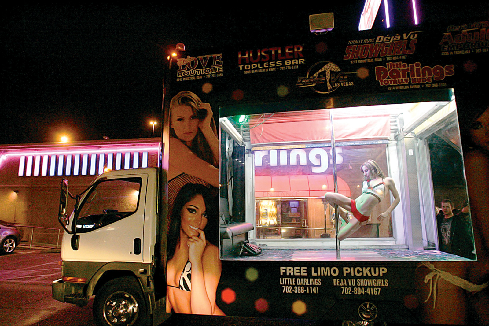 Mobile stripper advertising in Las Vegas.