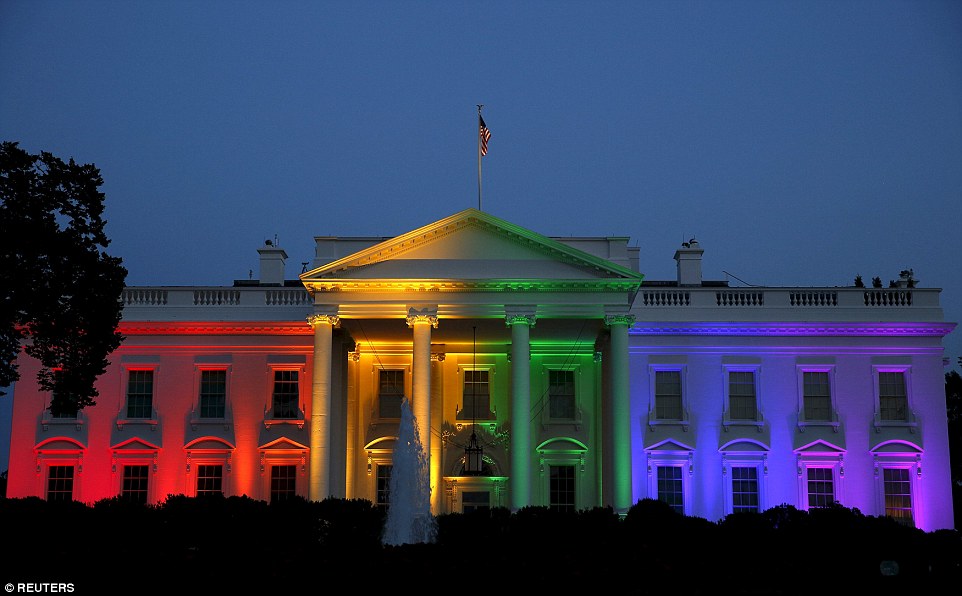 The White House displays a rainbow after legalizing same-sex marriage.