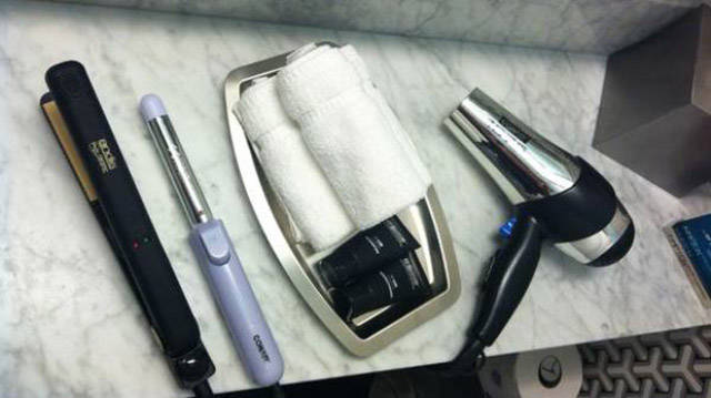 Hair tools

For women who forgot their straightener or curling iron, a lot of hotels have them stocked away.