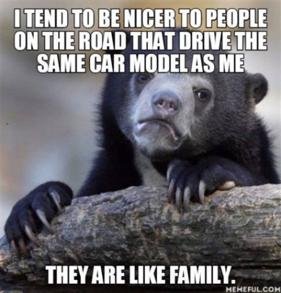 aww diddums - Itend To Be Nicer To People On The Road That Drive The Same Car Model As Me They Are Family. Memeful.Com