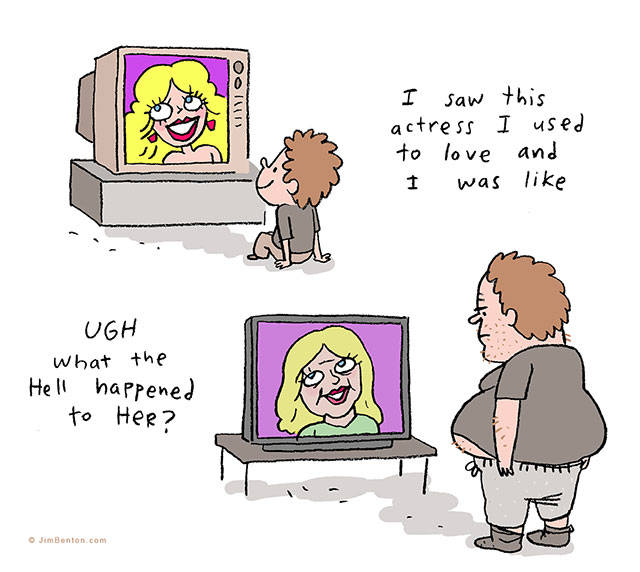 jim benton comics - Oo I saw actress to love I was this I used and Ugh what the Hell happened to Her? Jim Bonton.com