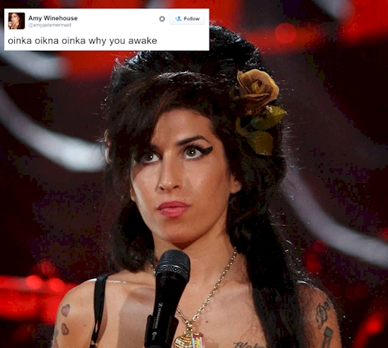Amy Winehouse - The "Rehab" songstress posted a surprisingly lighthearted tweet before her death.