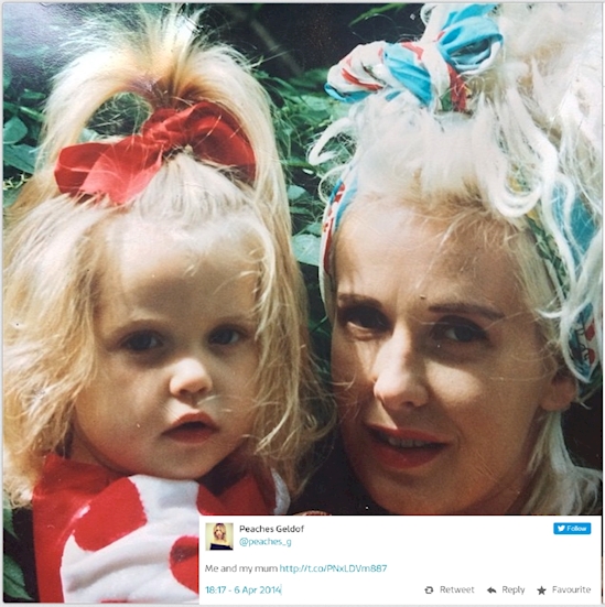 Peaches Geldof - Peaches posted this picture of her and her mother before she passed away.