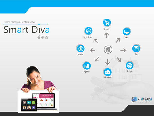 Smart Diva is an Home Management Software that allows Homemakers to easily organize and maintain all home related data like Grocery, Assets, Personal Information, Maintenance, Contacts, Finance, Quick Print, Internet Guide, Reports, etc. Smart Diva is an all-in-one solution for the home makers for cataloguing, organizing, and tracking your household possessions.