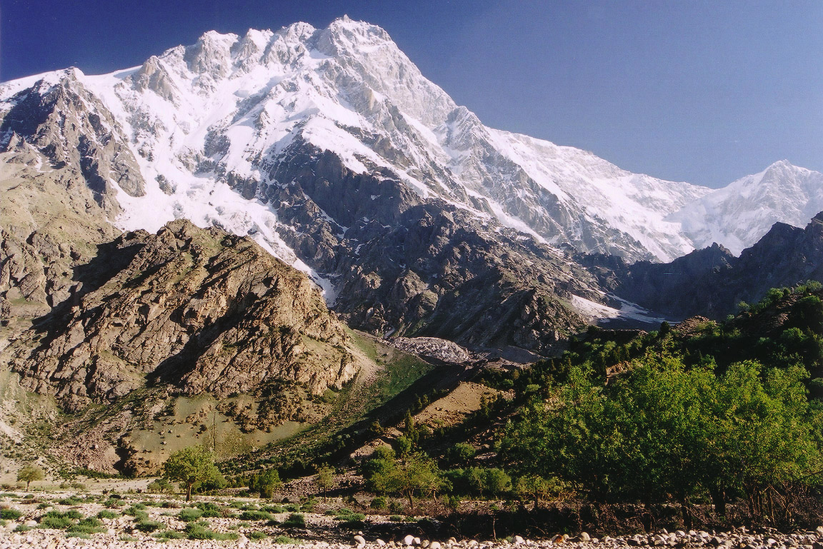 Nanga Parbat, the ninth highest peak on Earth at 26,660 ft. Also known as the Man-Eater for its considerable danger.