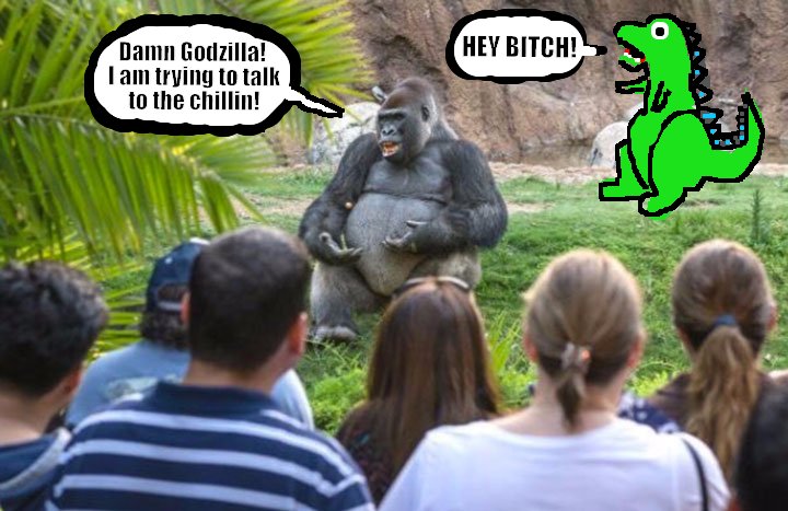 Godzilla dissing King Kong in front of his crew....