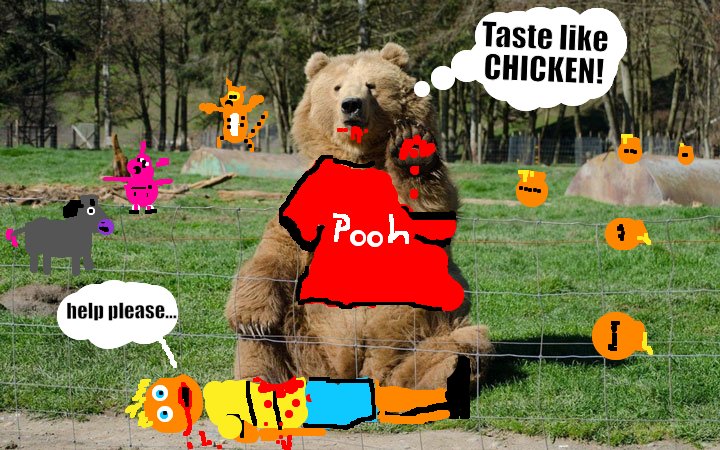 Christopher Robin finally figures out why you should not feed the bears!!