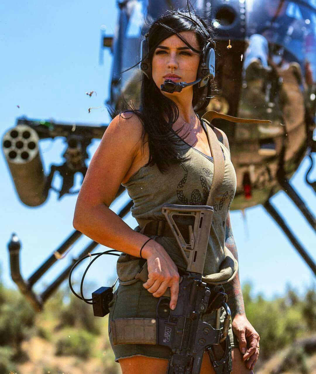 gun girl helicopter