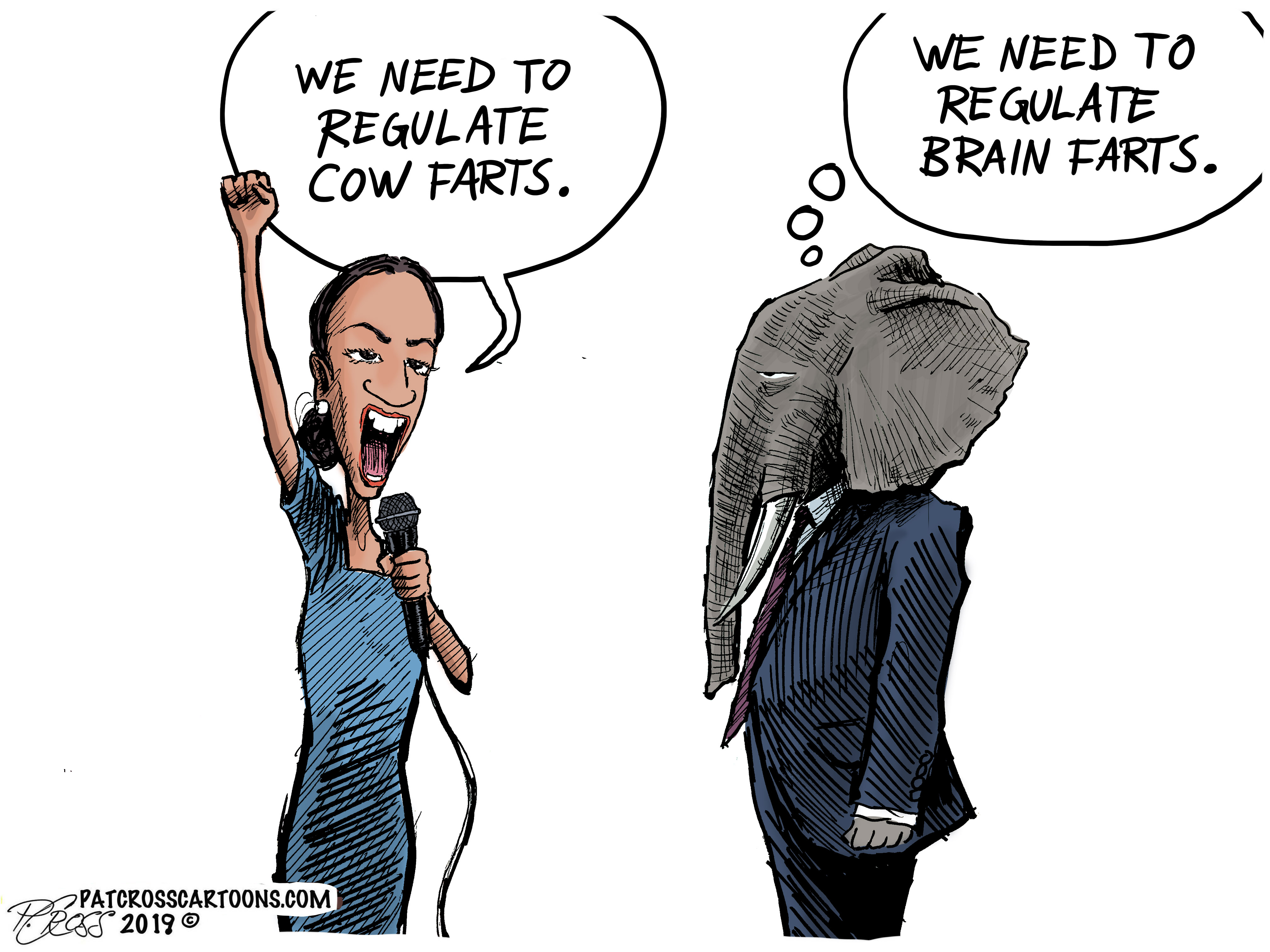 2019 aoc cartoons - We Need To Regulate Cow Farts. We Need To Regulate Brain Farts. Patcrosscartoons.Com Ppas 2019