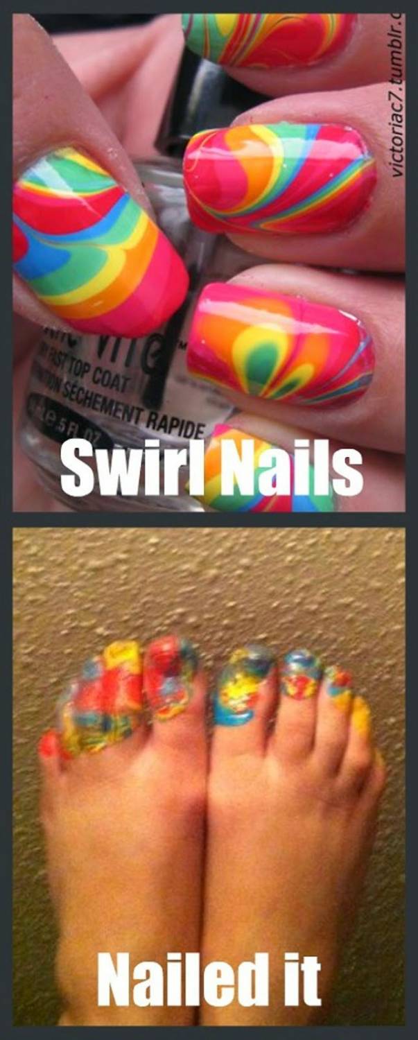 nail fail meme - victoriacz.tumblr. Past Top Coat N Sechement Rapide e 5 Swirl Nails Nailed it