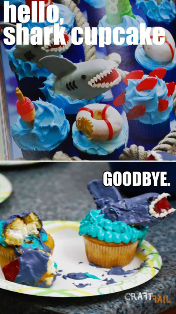 craft fail - hello. shark cupcake Goodbye. Crait All