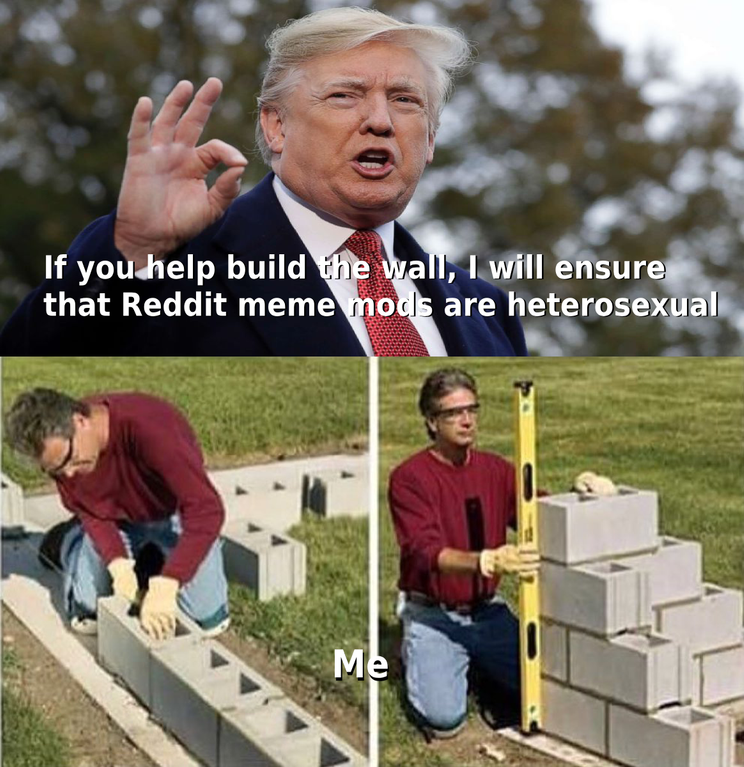 build the wall student loan forgiveness - If you help build the wall, I will ensure that Reddit meme mods are heterosexual Me