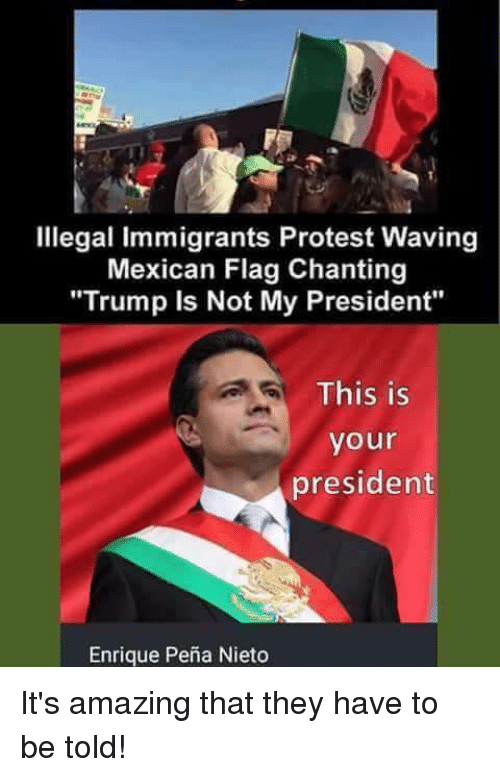 mexican not my president - Illegal immigrants Protest Waving Mexican Flag Chanting "Trump Is Not My President" This is your president Enrique Pea Nieto It's amazing that they have to be told!