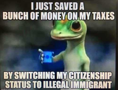 anti illegal immigration memes - I Just Saved A Bunch Of Money On My Taxes By Switching My Citizenship Status To Illegal Immigrant