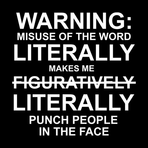 graphics - Misuse Of The Word Warning Literally Figuratively Literally Makes Me Punch People In The Face