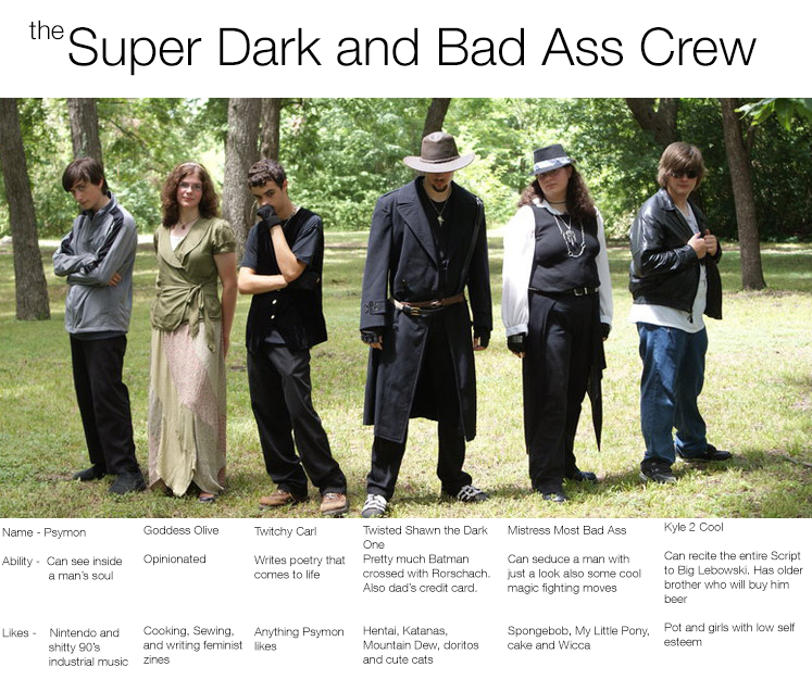 party roll podcast - the Super Dark and Bad Ass Crew Name Paymon Goddess Olive Witchy Cars Twisted Shawn the Dark Mistress Most Bad Ass Kyle 2 Cool One Ability can see inside a man's soul Opinionated Writes poetry at comes to le Pretty much Batman crossed