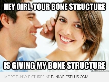 bad pick up lines dirty - Hey Girl, Your Bone Structure Is Giving My Bone Structure Guickmeme.com More Funny Pictures At Funnypicsplus.Com