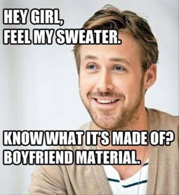 funny valentines day memes - Heygirl Feel My Sweater. Know What It'S Made Of? Boyfriend Material