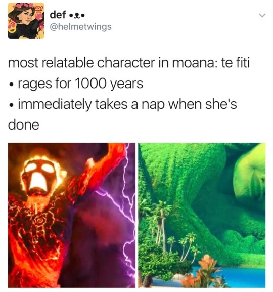moana memes funny - def.. most relatable character in moana te fiti rages for 1000 years immediately takes a nap when she's done