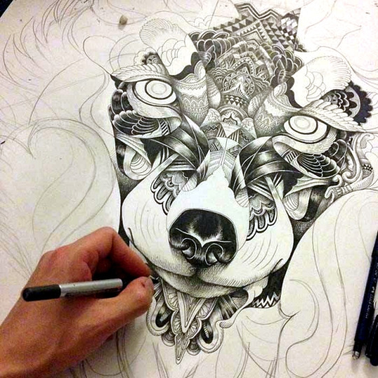 pic -cool drawing of a dog with various details